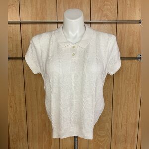 Borelli Classic White Cable Knit Sweater Top SZ - L